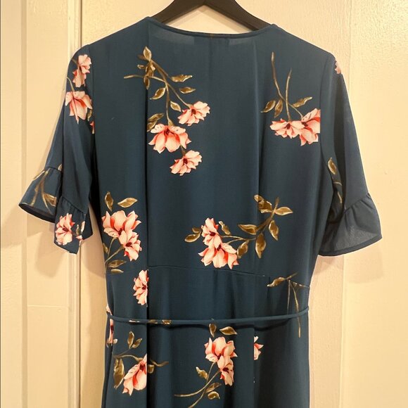 Lulus September Sunsets Dark Teal Floral Print Wrap Maxi Dress (Size M) - Picture 8 of 8